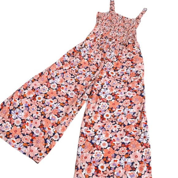 DOKOTOO Floral Print Sleeveless Smocked Jumpsuit High Waist Wide Leg 2XL NWT - Picture 3 of 13